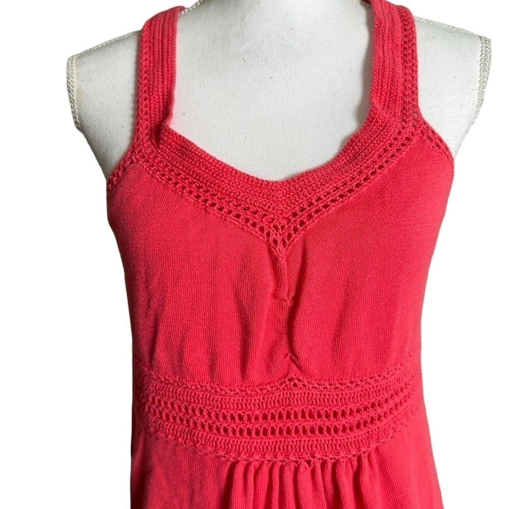 ATHLETA Shiloh Crochet Knit Racer Back Dress In Coral Pink Size large - Picture 5 of 7